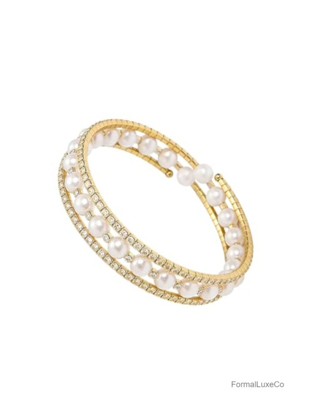 Pearl Stretch Cuff Bracelet Imitation Pearl Cubic Zirconia Wedding Party Jewelry